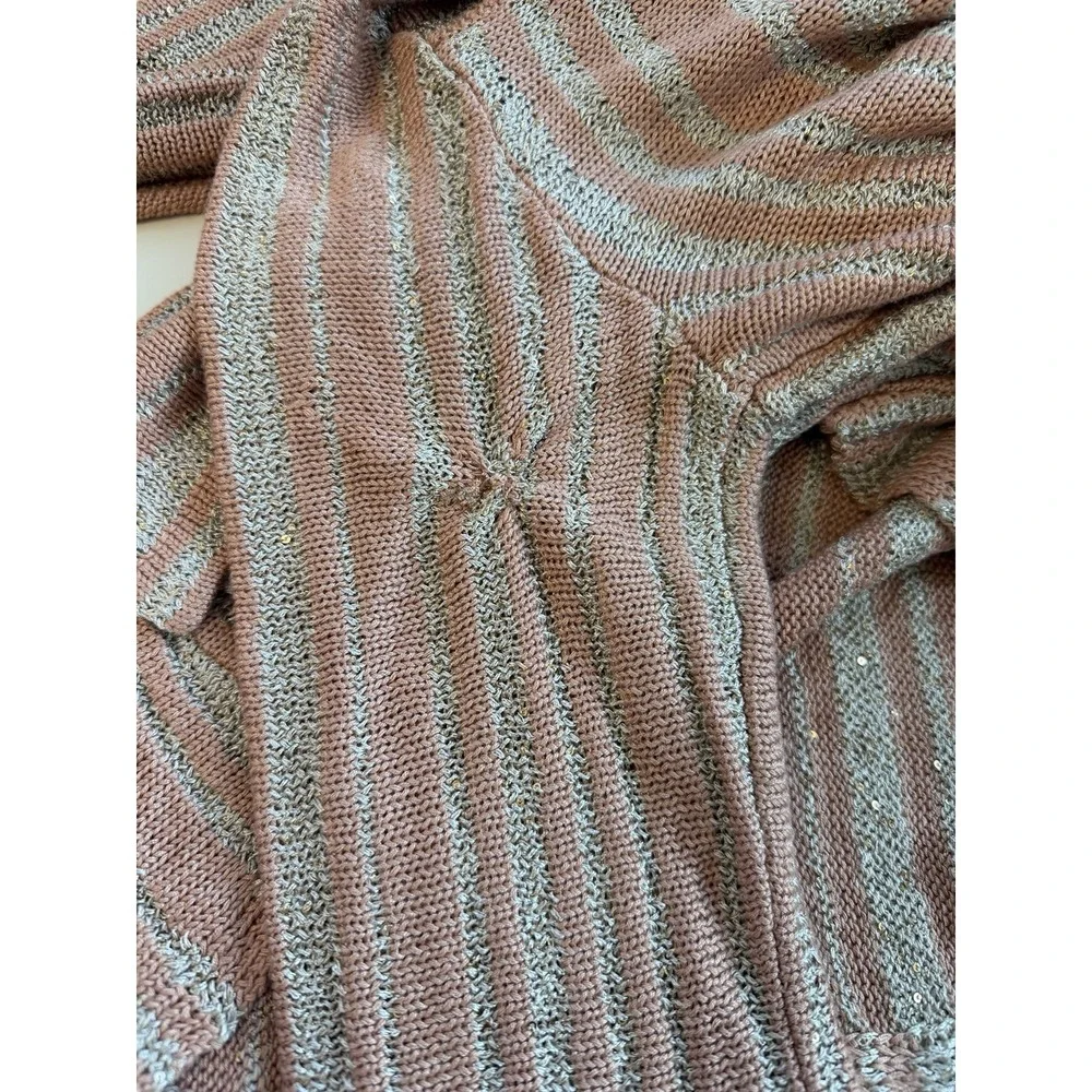 Free People $168 Beach Bash Heavy Knit Sweater Striped Metallic Bohemian Coastal